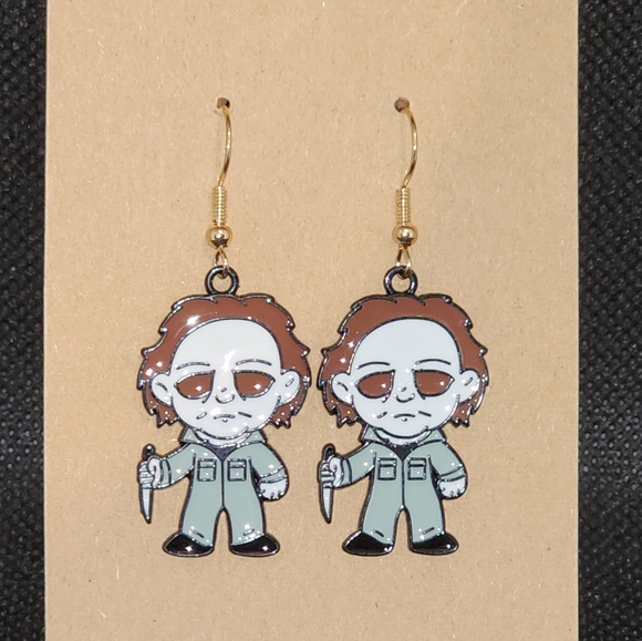 Michael Myers Metal Enamel Dangle Earrings, Halloween Movies, Zinc Alloy - Picture 3 of 3